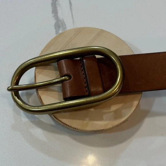 Treasure & Bond Brown Belt with Brass Buckle - Picture 3 of 4